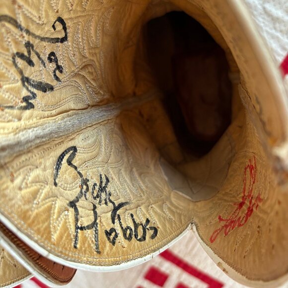 Custom Hammon Cowboy Boots, Women's 8C, PeeWee, Brown & Tan, inlaid tops - Picture 11 of 11